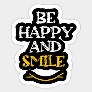 Be Happy and Smile in Black & White & Yellow Sticker